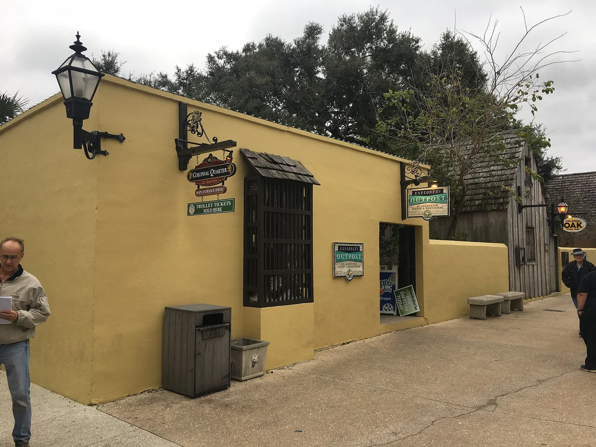 The entrance of the Colonial Quarter on St. George Street, near the St. Augustine carriage tours routes