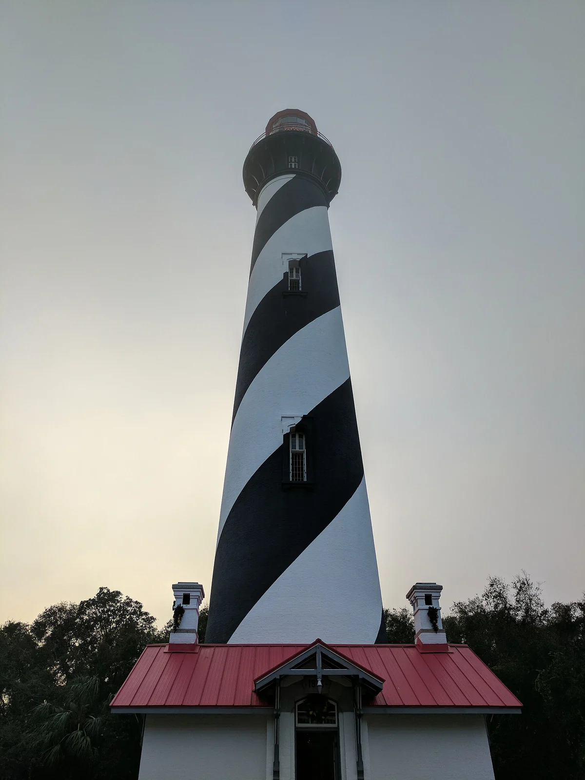 The black and white striped St. Augustine Lighthouse, a short drive from the St. Augustine carriage tours
