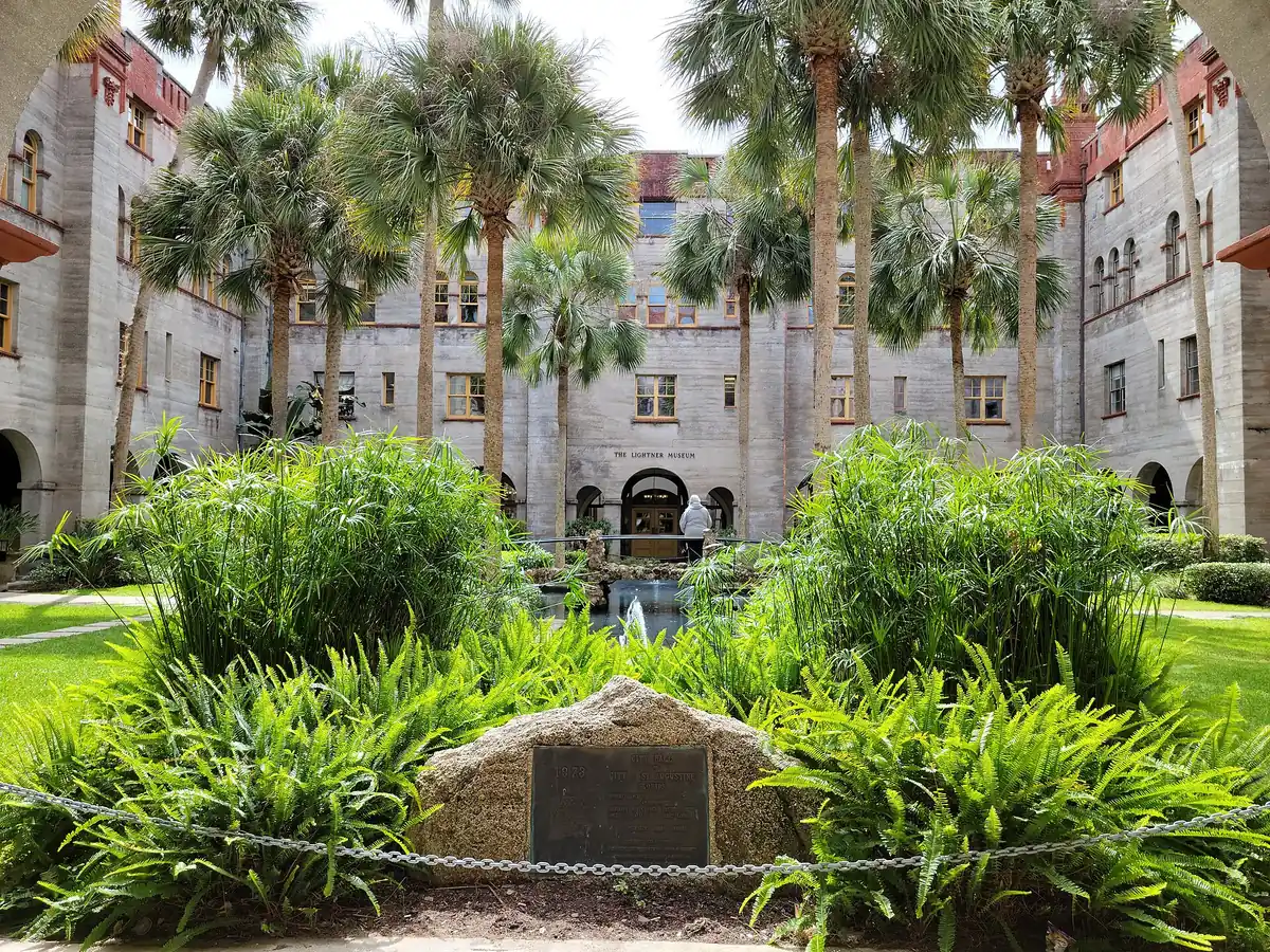 The palm courtyard of the Lightner Museum, the former Hotel Alcazar, a stop on St. Augustine carriage tours and cart tours